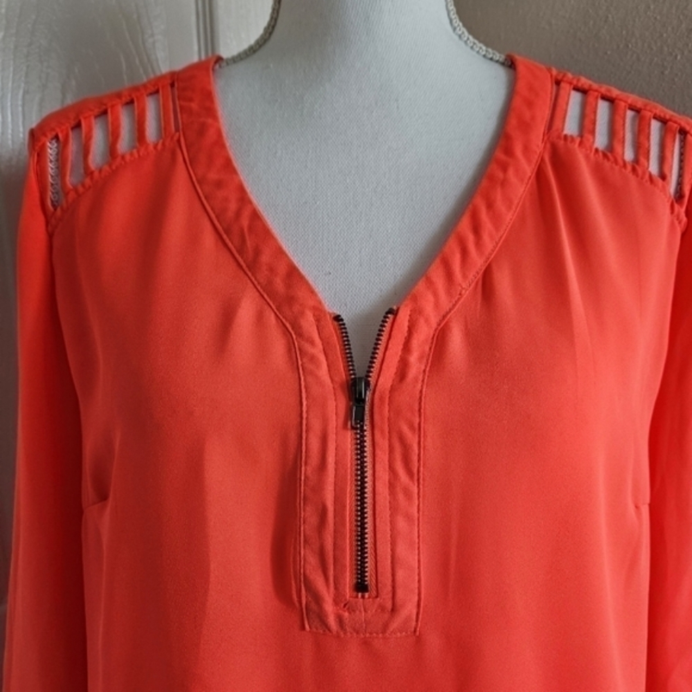BONGO ZIP-UP TOP SZ L ELECTRIC ORANGE - Picture 2 of 7